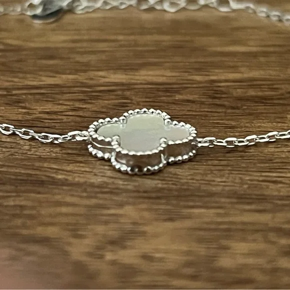 925 Silver clover bracelet adjustable 8in - Picture 4 of 13